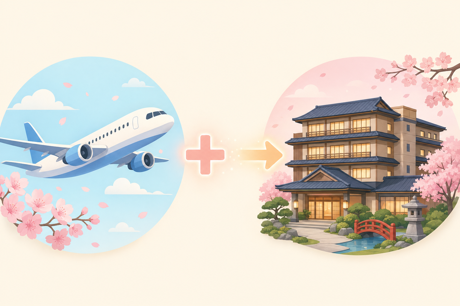 飛行機とホテルをまとめて予約するダイナミックパッケージのイメージ